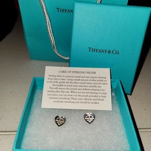 Tiffany & Co. Heart Tag Earrings with round brilliant diamonds